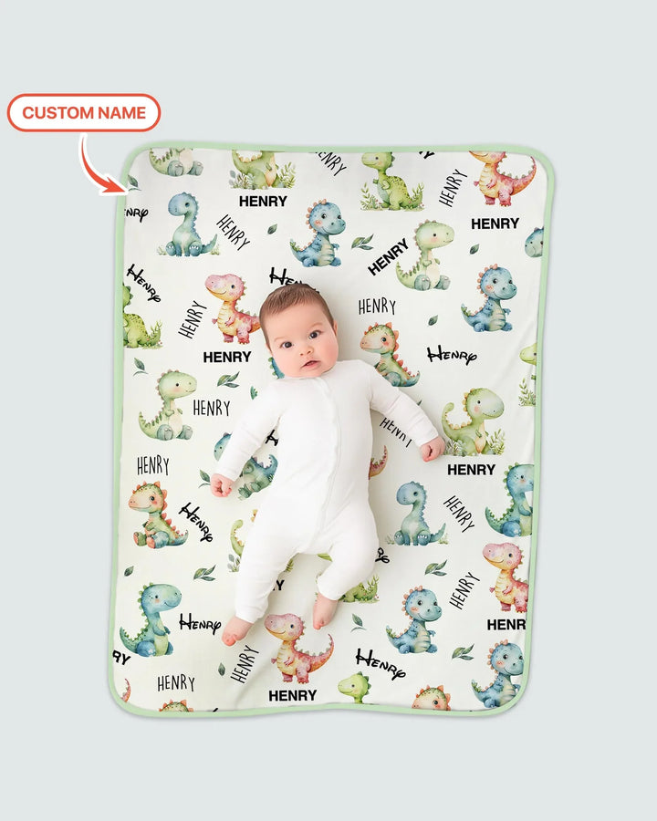 Dinosaur Custom Name Blanket