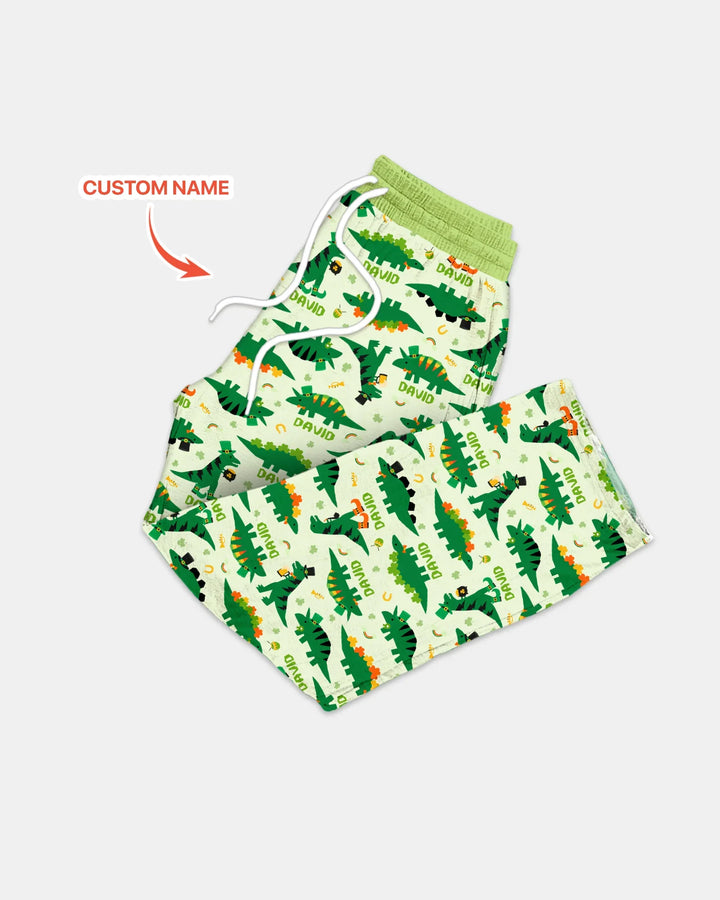St. Patrick's Day Dinosaurs Custom Men's Pajama Set