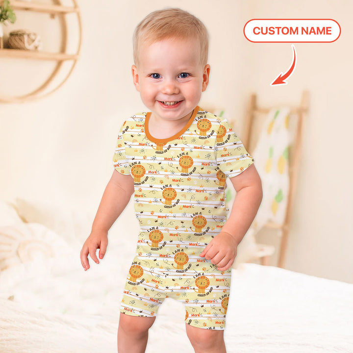 I Am A Child Of God Custom Name Boy Two Piece Short Sleeve Shorts Pajama Set