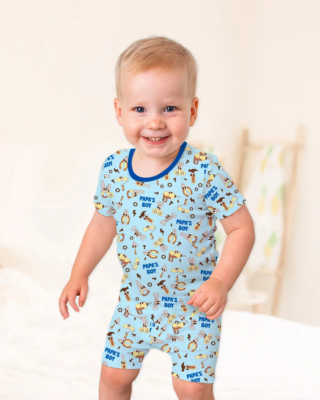 Club de Papás que Arreglan Todo: Conjunto de Pijama de Bambú de Dos Piezas con Manga Corta y Pantalones Cortos