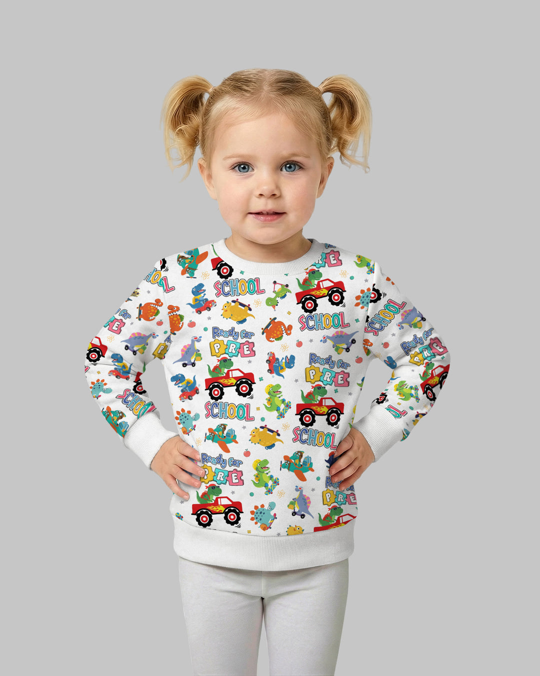 First Day of Preschool T-Rex Bamboo Crewneck Sweatshirt