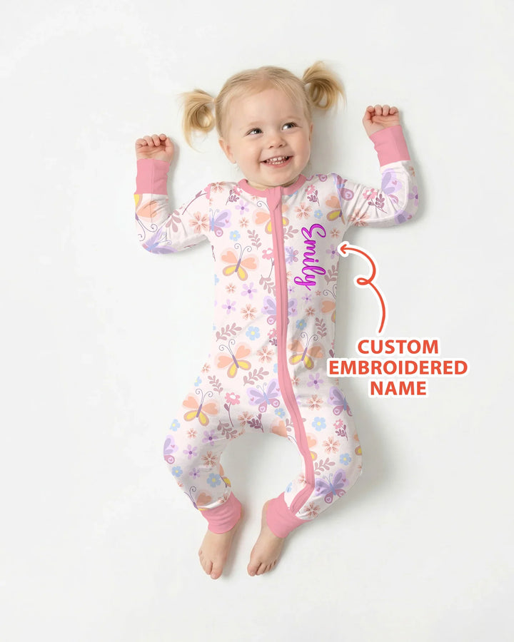 Custom Embroidered Name Butterfly Bamboo Convertible Zippy