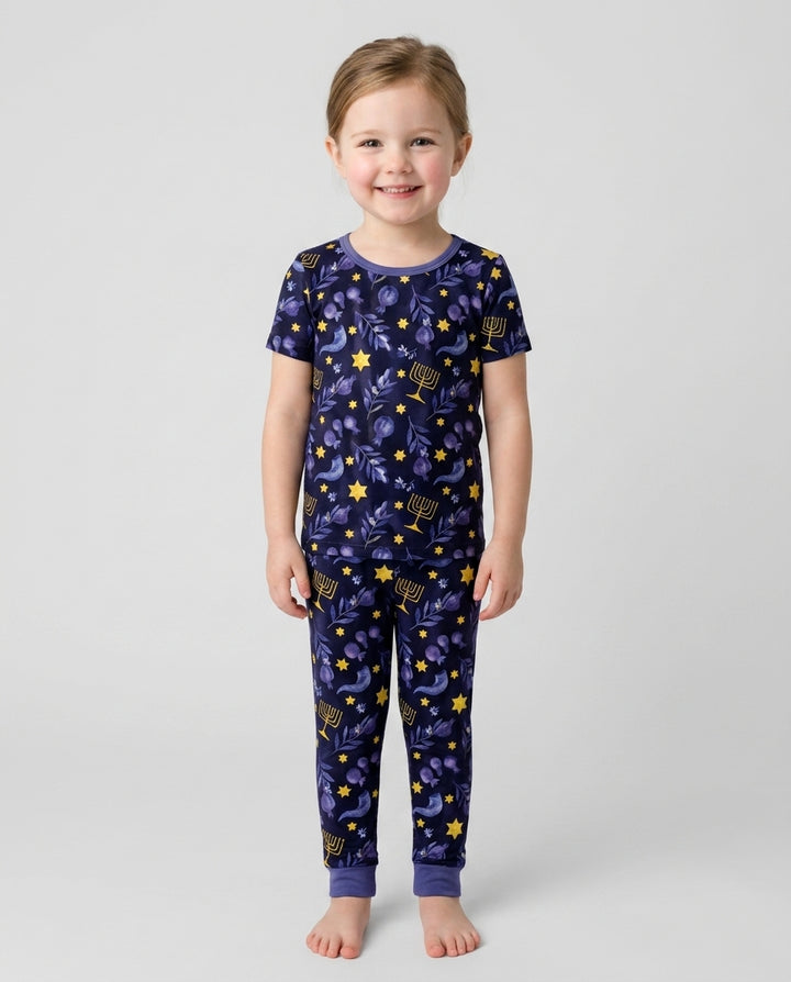 Rosh Hashanah Night Family Matching Bamboo Two Piece Short Sleeve Pajama Set