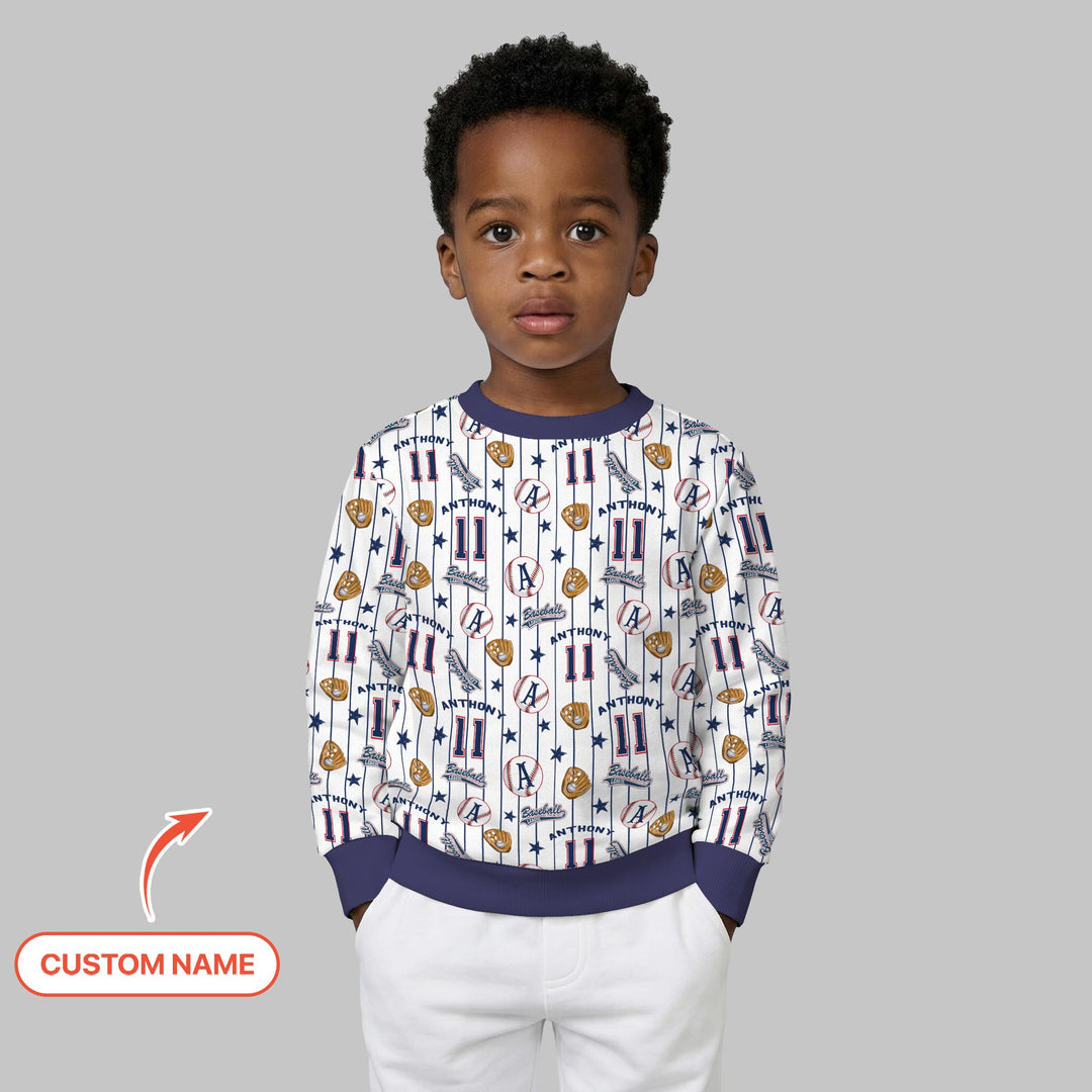 Custom Name Baseball Time Crewneck Sweatshirt