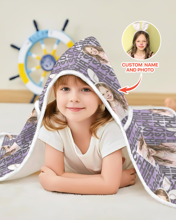 Colorful Kids Name Bamboo Blanket Hoodie