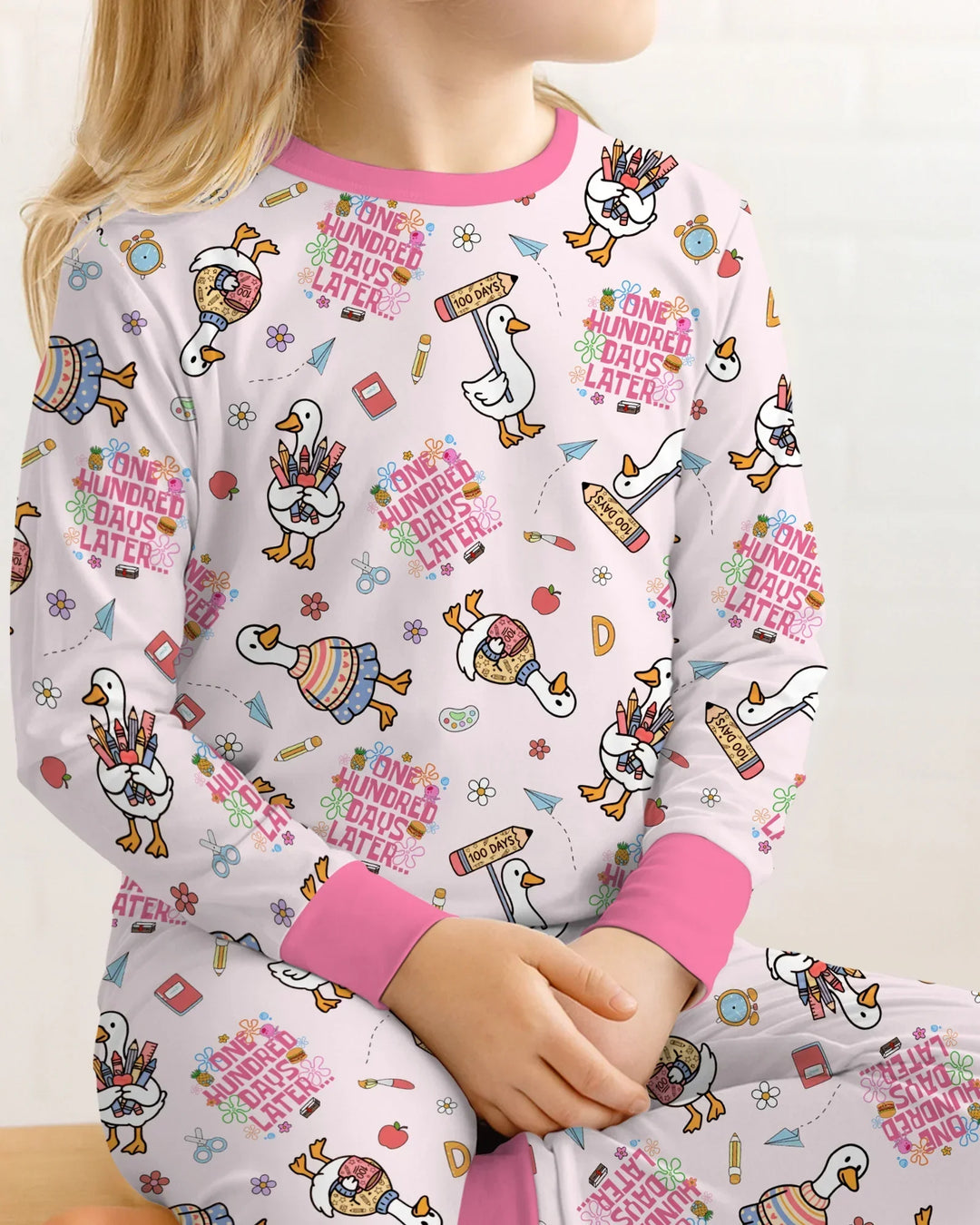 One Hundred Days Later Silly Goose Two Piece Long Sleeve Pajama Set