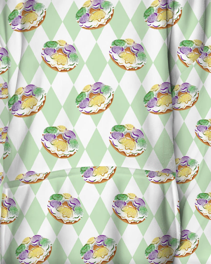 Mardi Gras Donut Wearable Blanket Hoodie