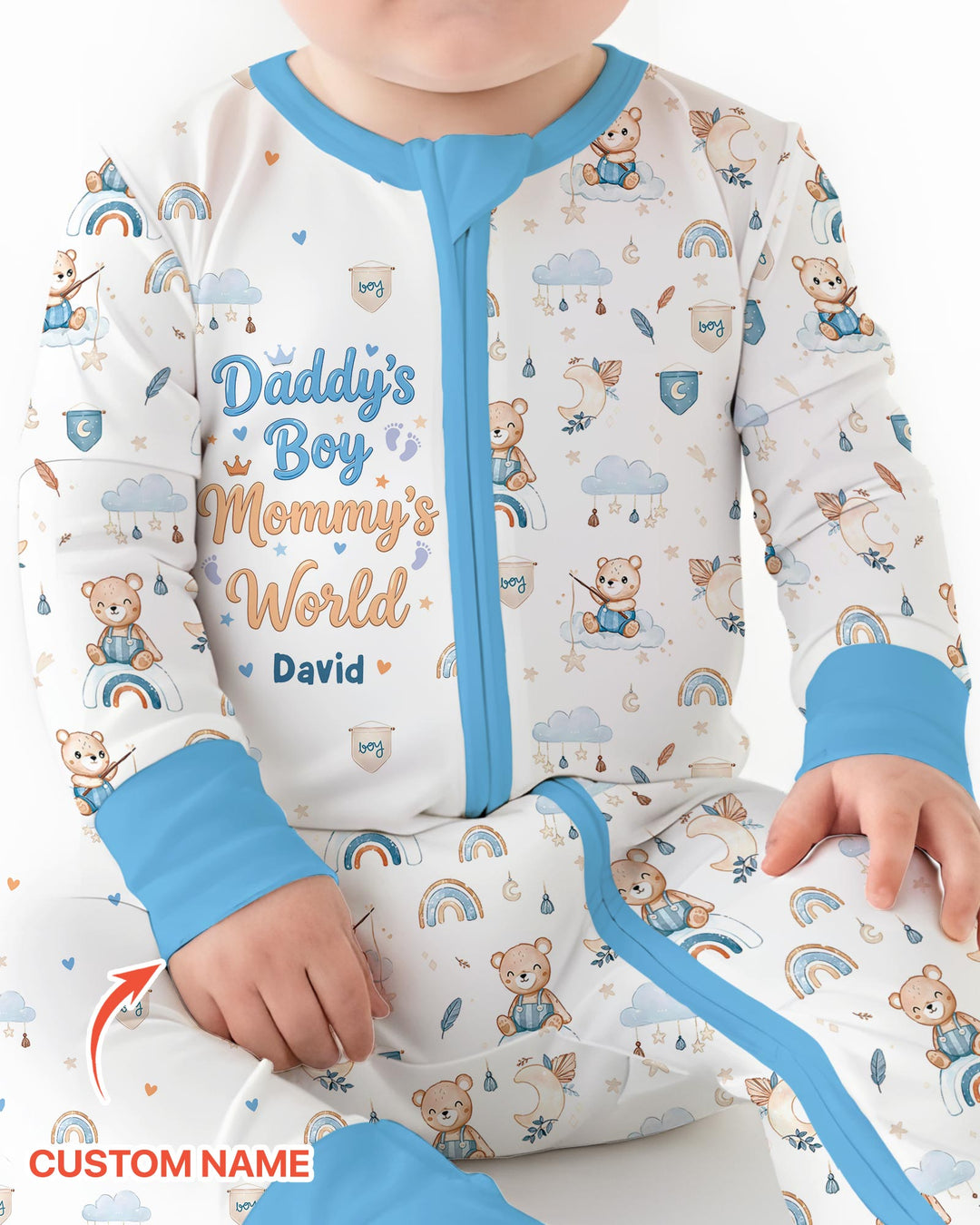Custom Name Daddy' Boy Mommy' World Bamboo Convertible Zippy