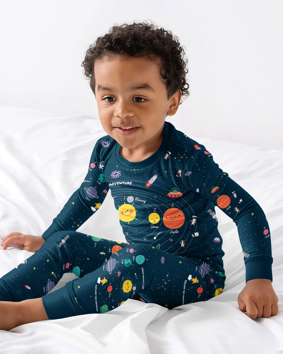 Solar System Explorers Bamboo Two Piece Long Sleeve Pajama Set