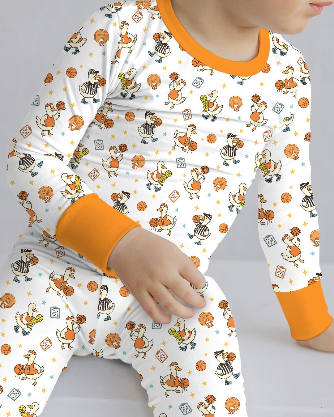 Silly Goose Playing Basketball Bamboo Two Piece Long Sleeve Pajama Set