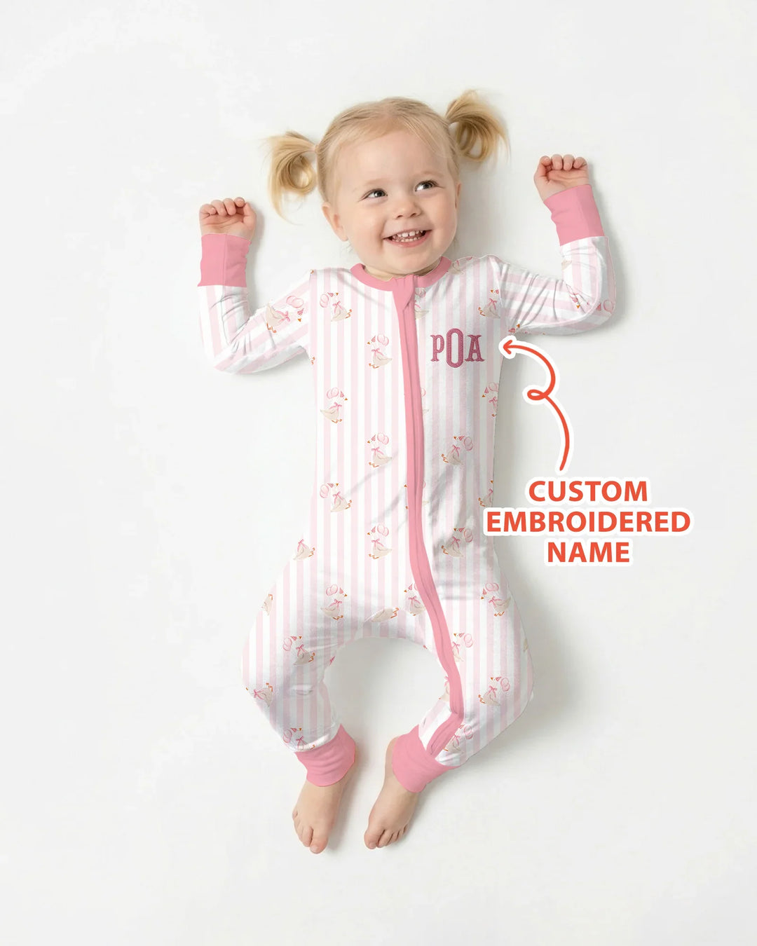 Custom Name Embroidered Birthday Girl  Bamboo Convertible Zippy