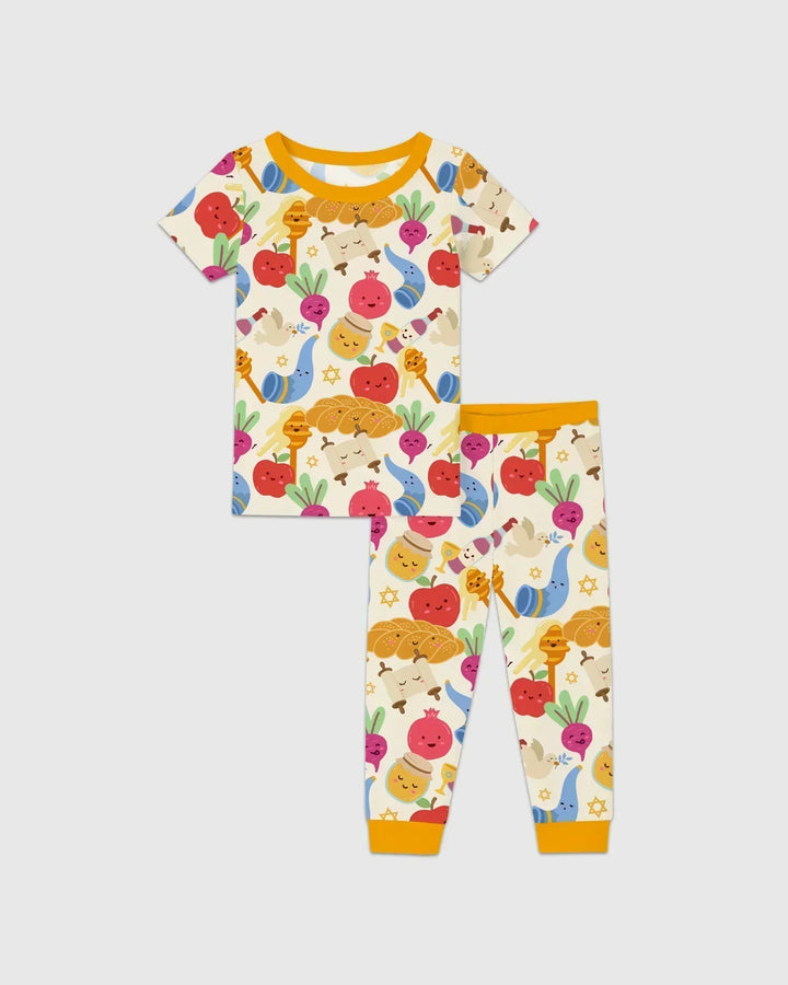 Shana Tova Rosh Hashanah Bamboo Two Piece Short Sleeve Pajama Set