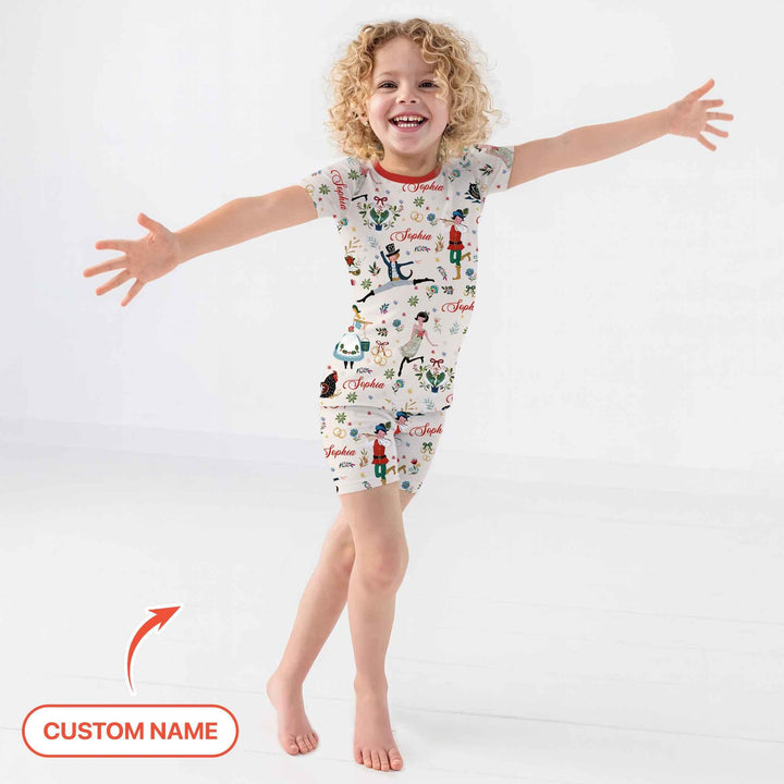 12 Days Of Christmas Custom Name Two Piece Short Sleeve Shorts Pajama Set , 12 Days Of Christmas Custom Name Two Piece Short Sleeve Shorts Pajama Set - 12-18M / Girl