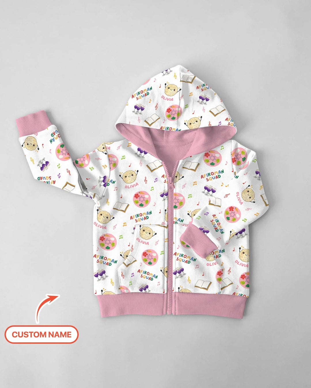 Custom Name Passover Afikoman Squad Zip Hoodie