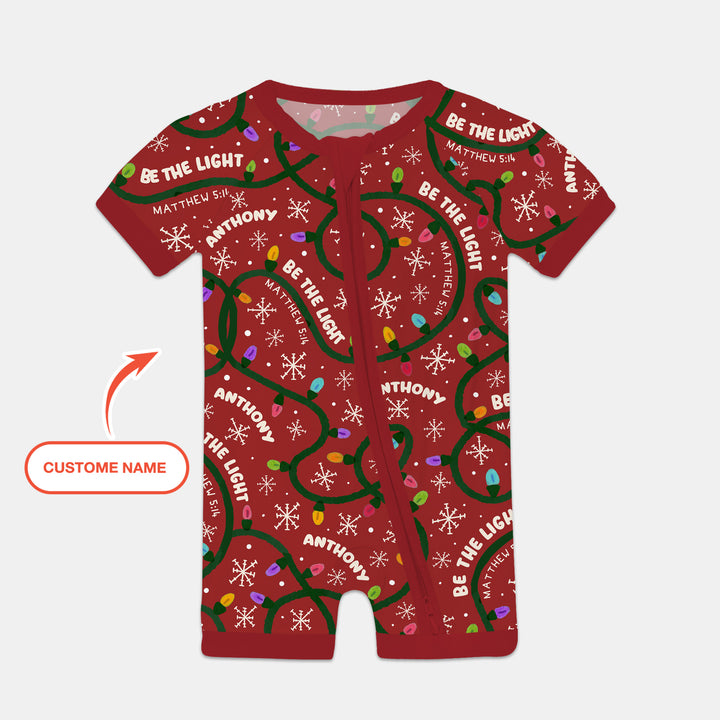 Custom Name Be The Light Christmas Shorty Zippy