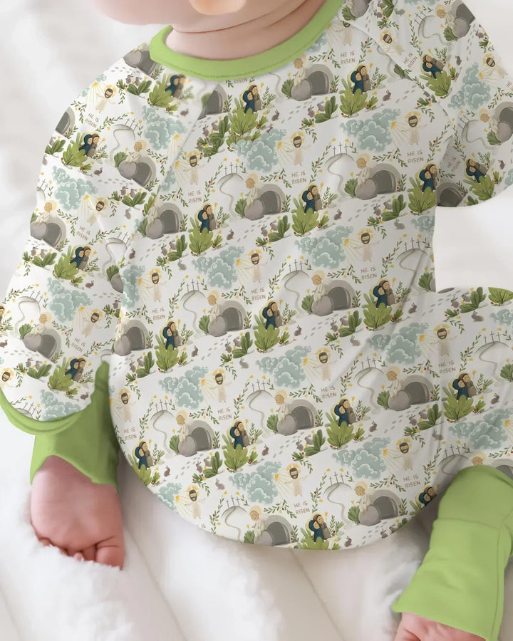 Mateo 28:1–8 Él ha resucitado Mameluco de bambú con cremallera convertible