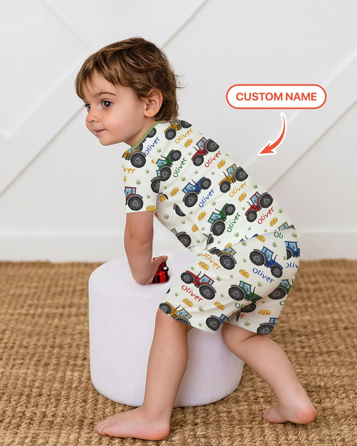 Custom Name A Little Dirt Never Hurt Bamboo Two Piece Short Sleeve Shorts Pajama Set