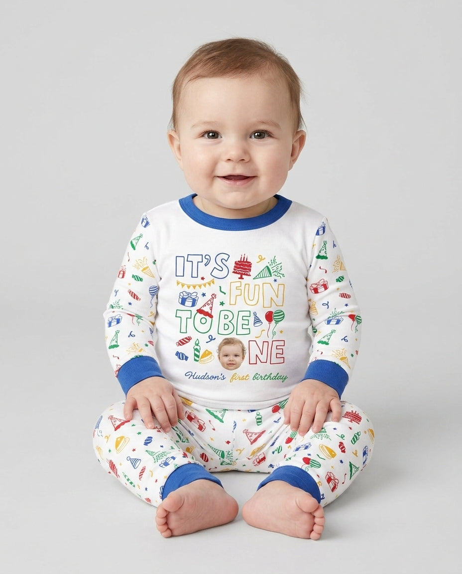 Custom Photo It's Fun To Be One Bamboo Two Piece Long Sleeve Pajama Set