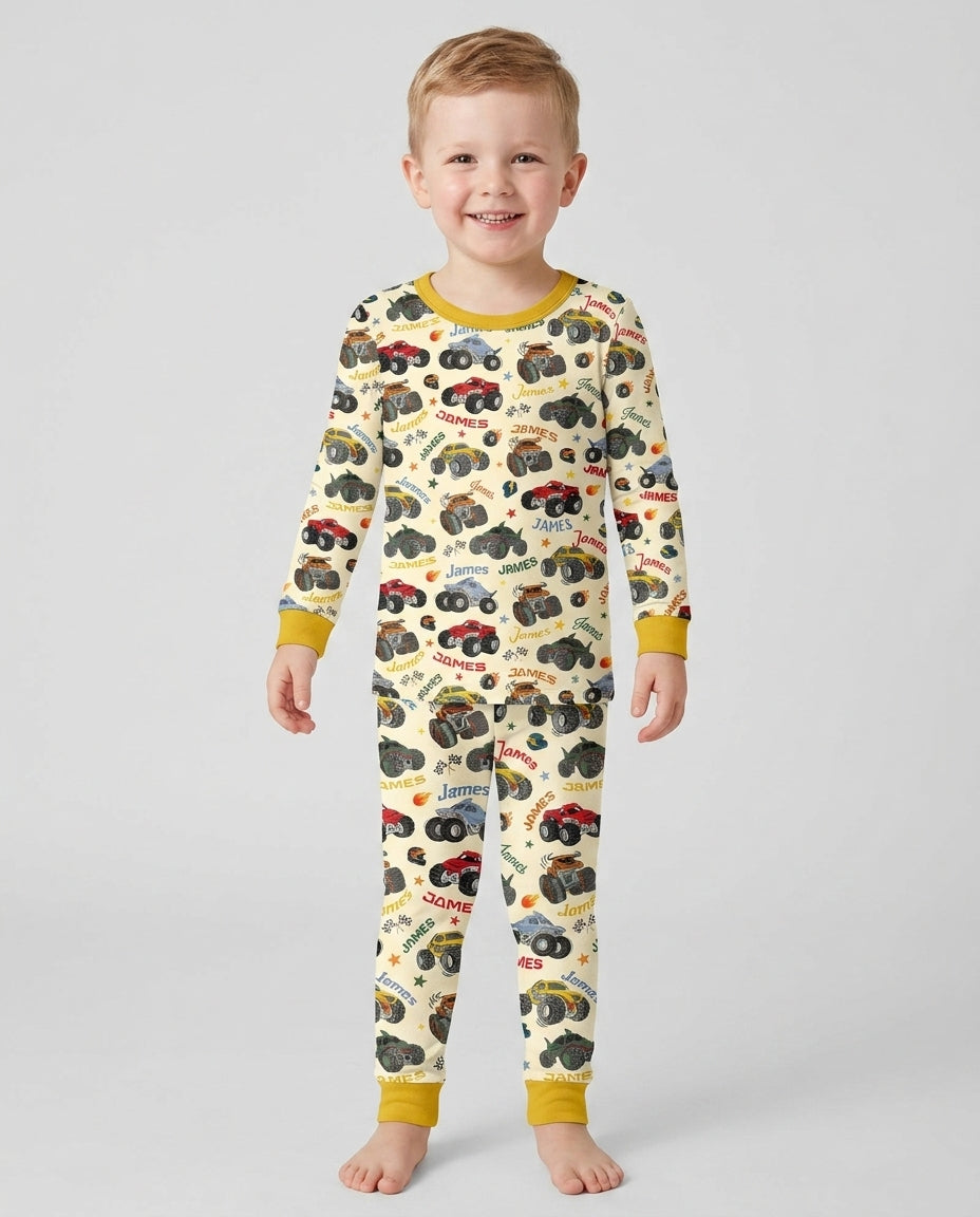 Zweiteiliges Langarm-Pyjama-Set mit Sommerfrüchten