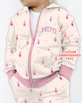 Sudadera con capucha y cremallera de bambú bordada personalizada a juego para mamá y yo