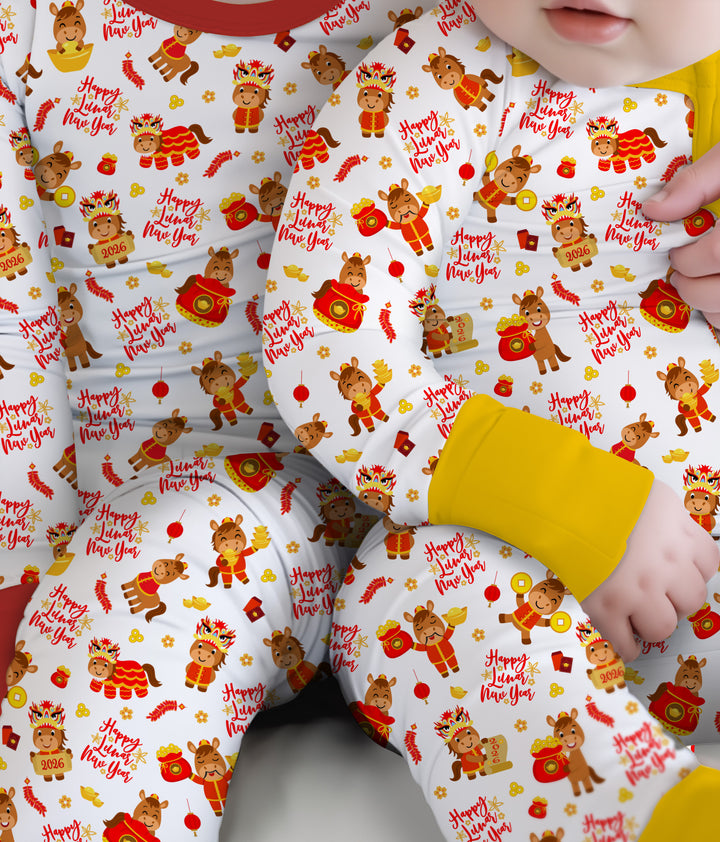 Year of the Horse Two Piece Long Sleeve Pajama Set