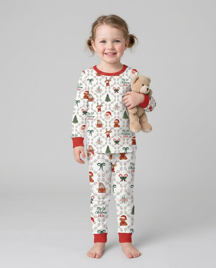 Zweiteiliges Langarm-Pyjama-Set mit Sommerfrüchten