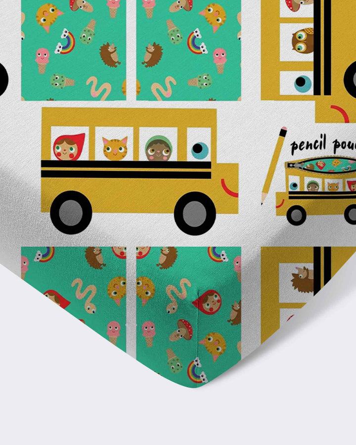 School Bus Adventures Bamboo Fitted Crib Sheet