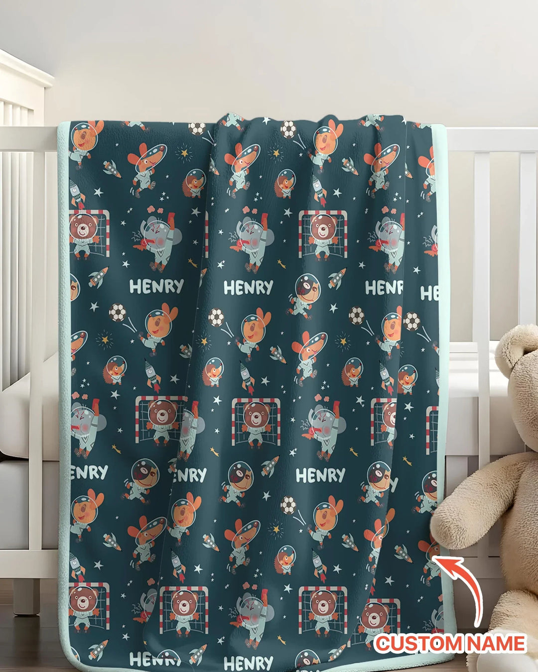 Space Soccer Bamboo Blanket