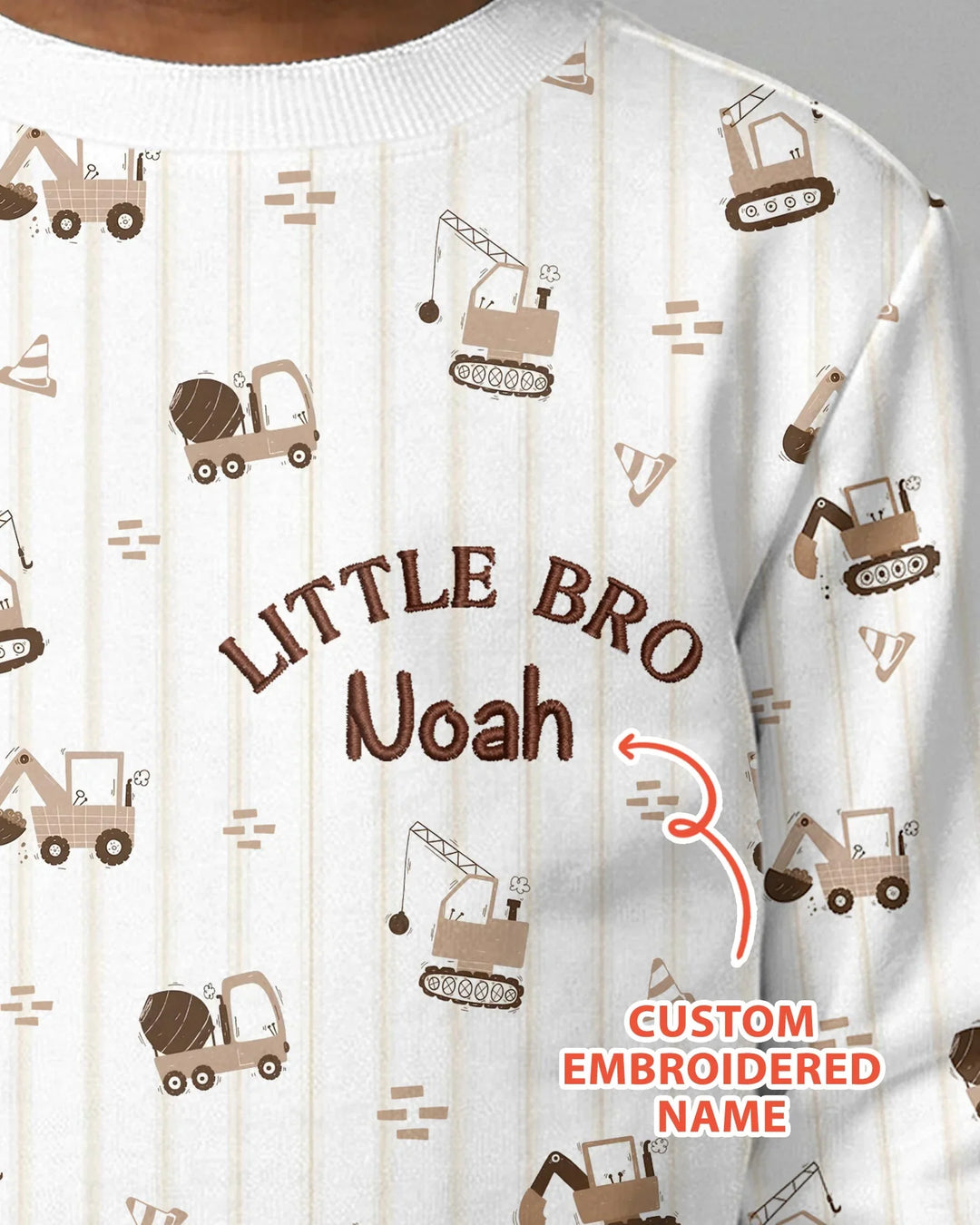 Custom Embroidered Name Constructor Little Bro Bamboo Crewneck Sweatshirt