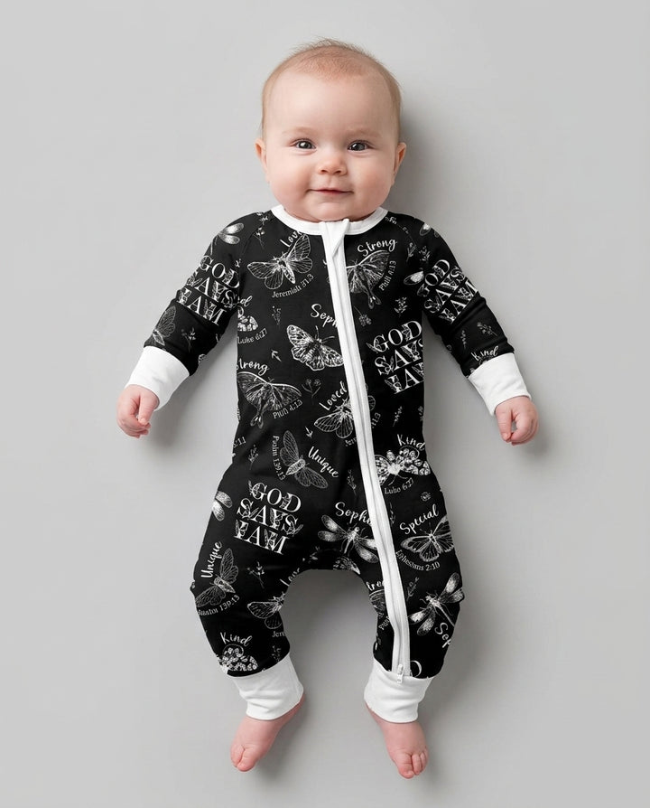 Custom Name God Says I Am Midnight Wings Bamboo Convertible Zippy