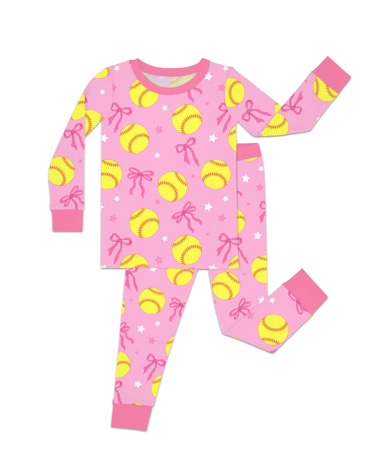 Softball Lovers Two Piece Long Sleeve Pajama Set