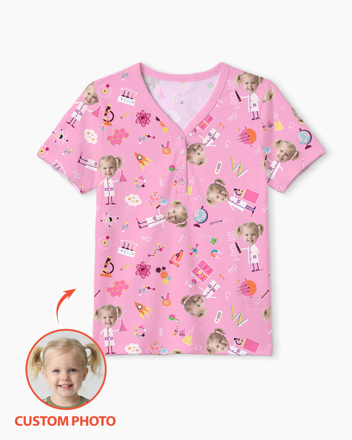 Custom Image Chemical Laboratory Bamboo Women Short Sleeve Short Pajama Set