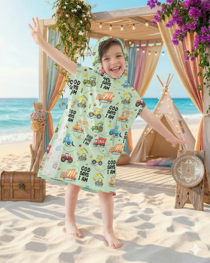 God Says I Am Boy Bamboo Swim Poncho