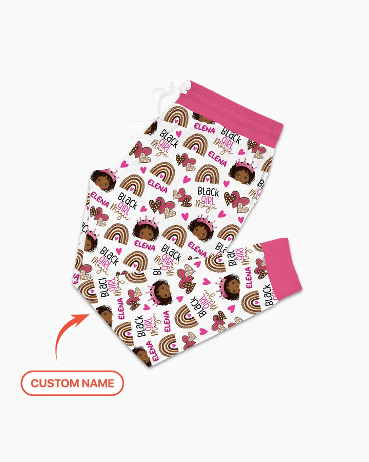 Custom Name Black Girl Magic Bamboo Women Pajama Set