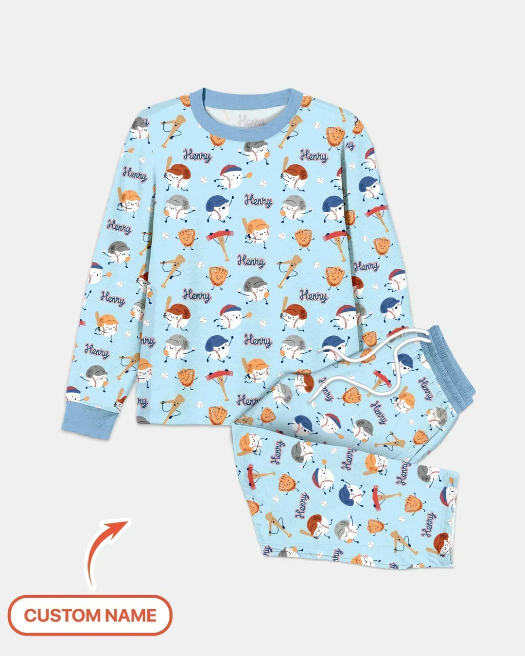 Custom Name Ballparl Family Matching Bamboo Men's Pajama Set