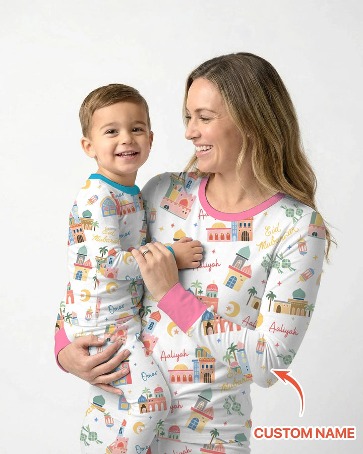 Eid Mubarak Custom Name Women Pajama Set
