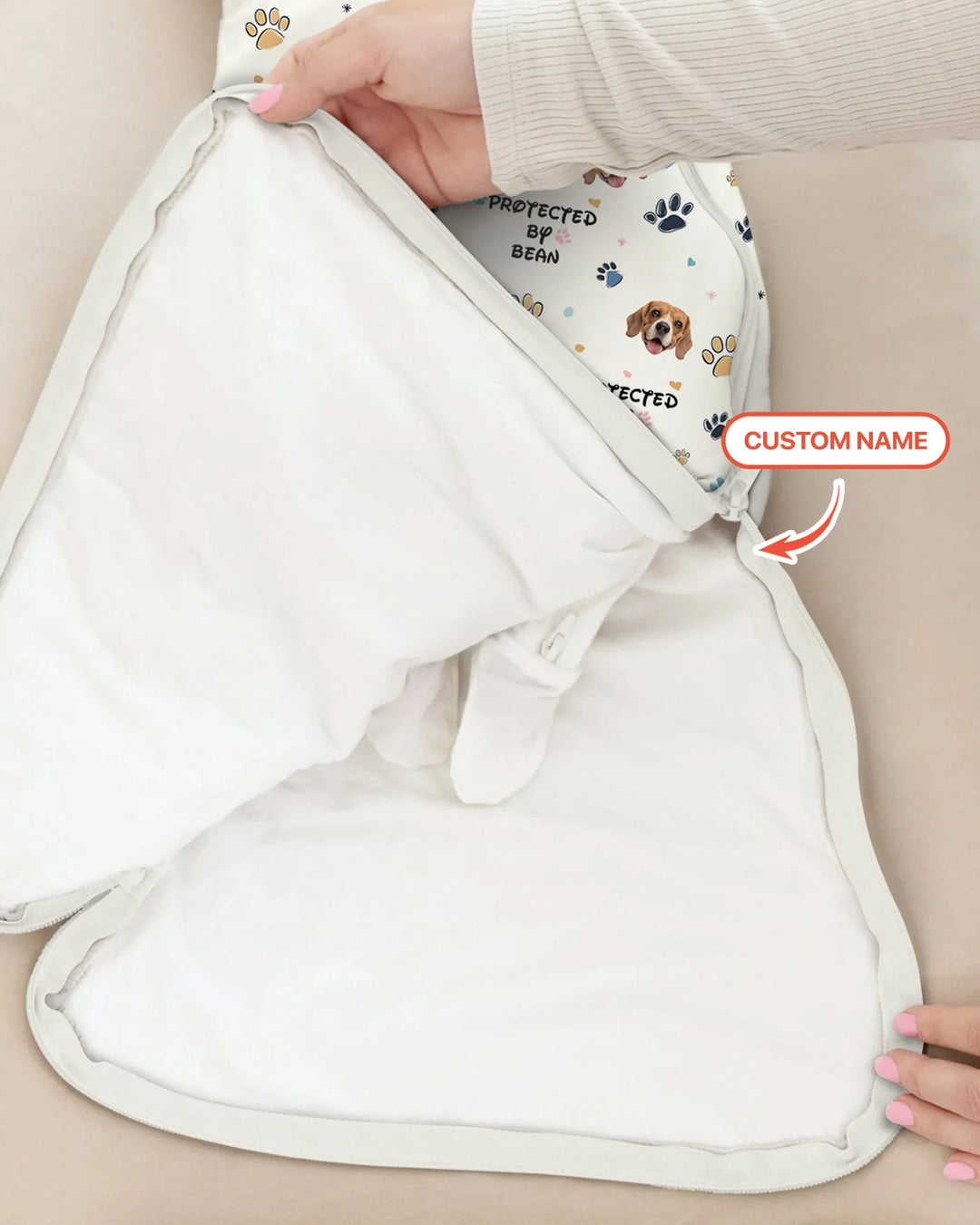 Custom Dog Photo Pattern Protected By Sleep Bag