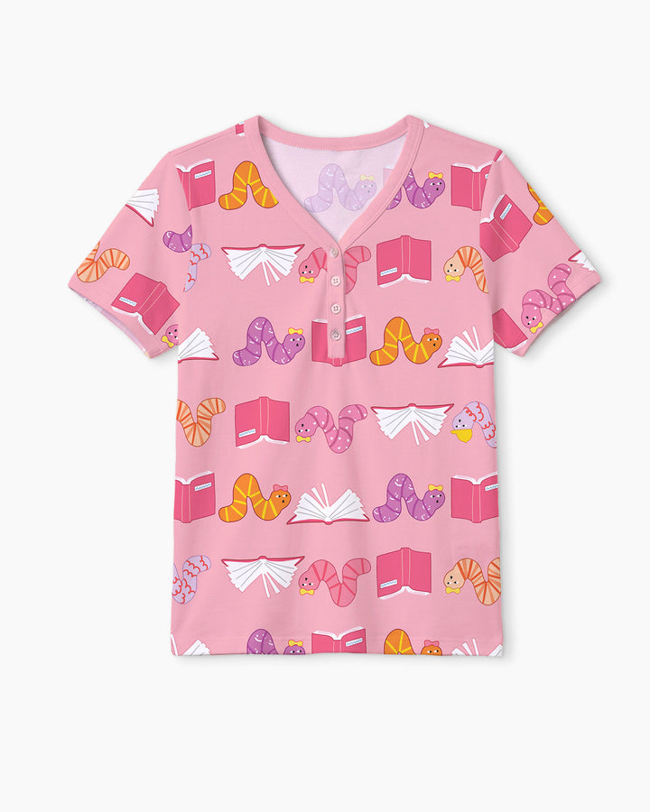 Bookworm Family Matching Bamboo Women Short Sleeve Short Pajama Set
