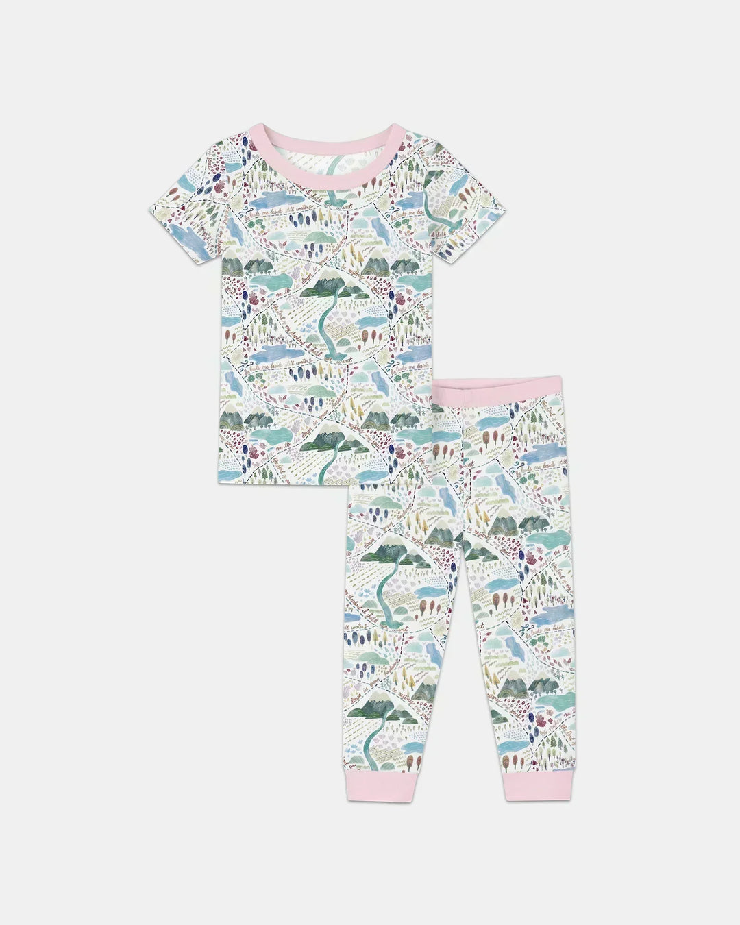 Whimsical Psalms 23 Map Two Piece Short Sleeve Pajama Set