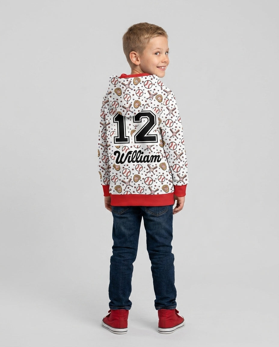 All-Star Baseball Custom Name Bamboo Zip Hoodie