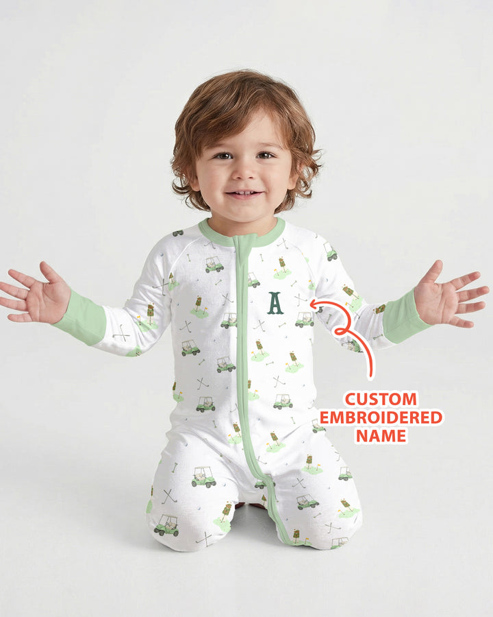 Custom Embroidered Name Monogram Letter Golf Bamboo Convertible Zippy