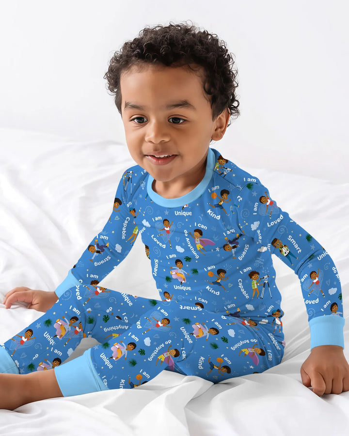 Conjunto de pijama de dos piezas de bambú de manga larga