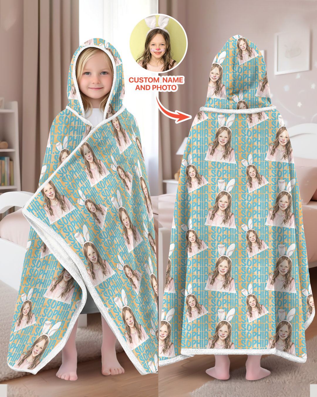 Colorful Kids Name Bamboo Blanket Hoodie