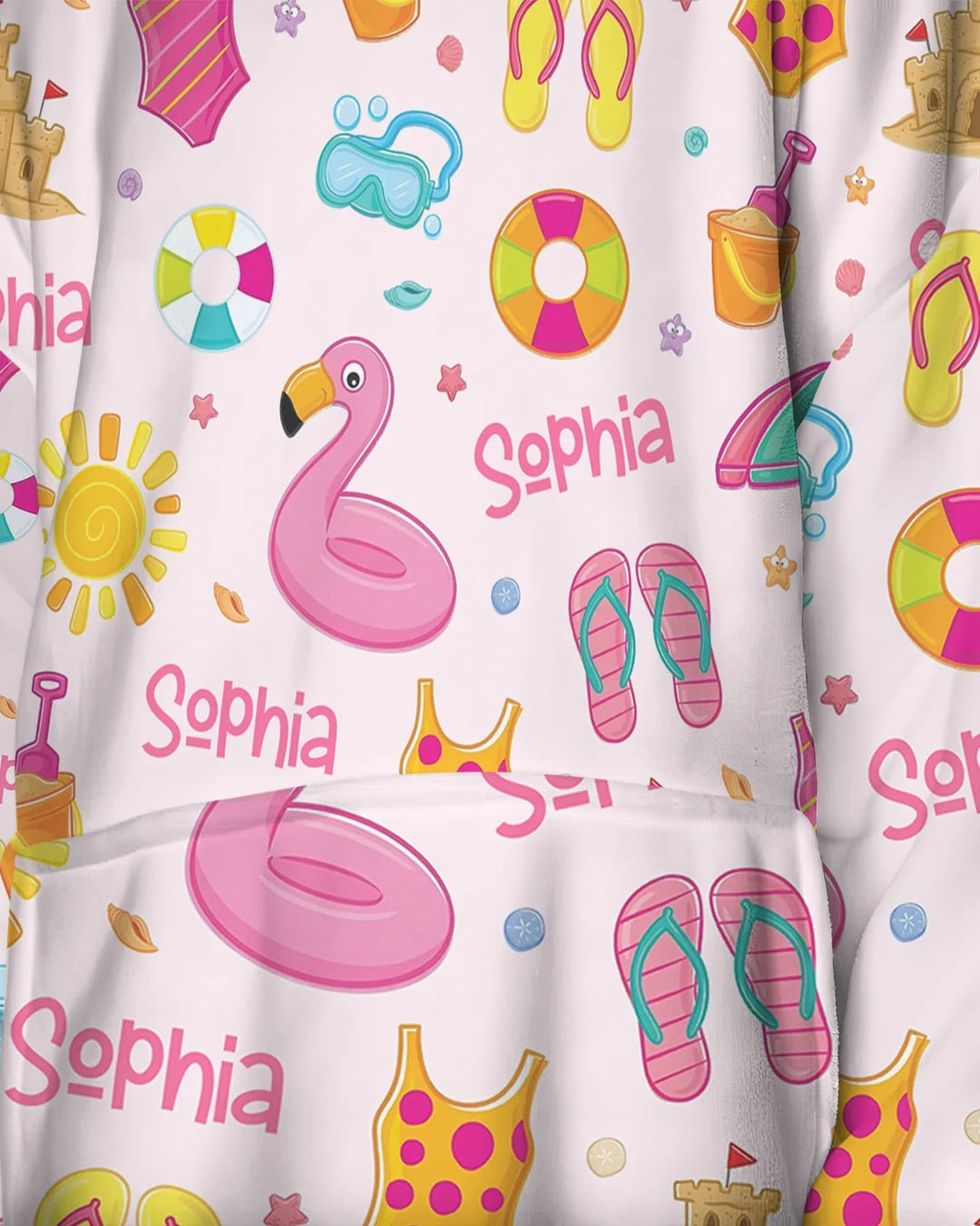Custom Name Summer is Fun Bamboo Blanket Hoodie