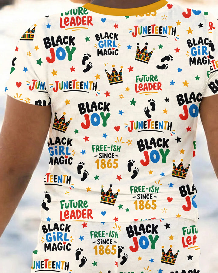 Juneteenth Black Girl Magic Bamboo Two Piece Short Sleeve Pajama Set