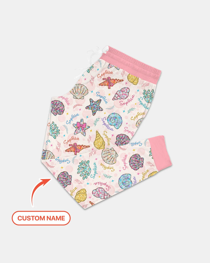 Conjunto de pijama de verano de bambú para mujer con nombre personalizado, diseño de flores silvestres y paisajes marinos