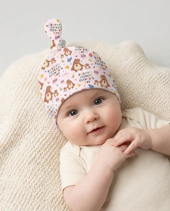 First Father's Day Daddy Bear Family Matching Knotted Hat