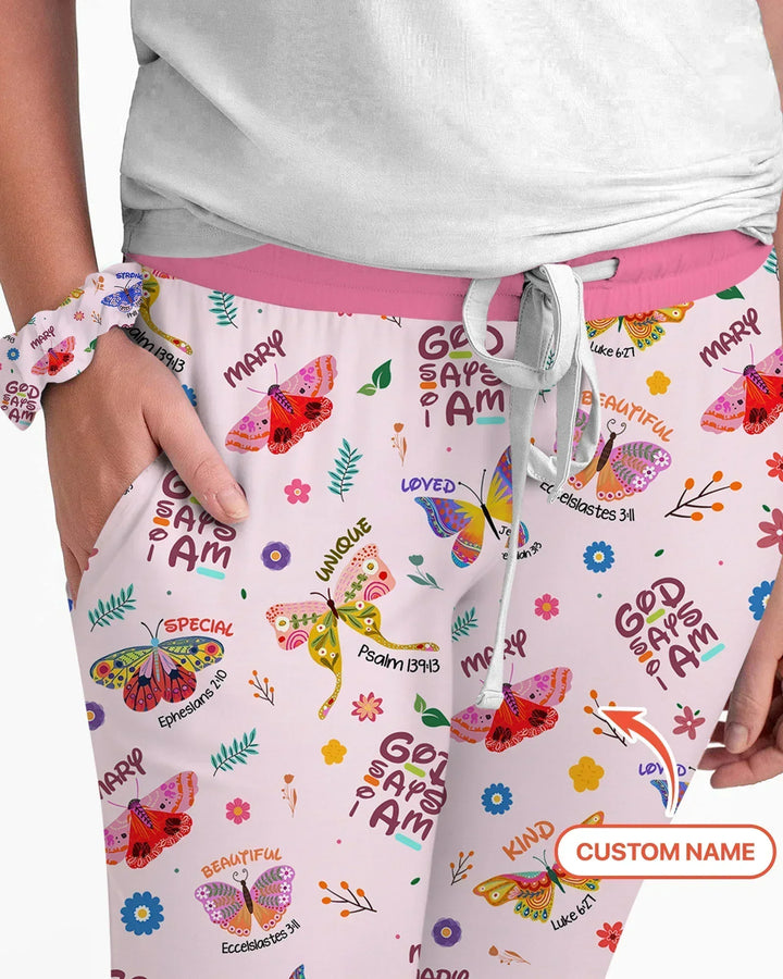 Custom Name God says I am Butterfly Bamboo Women Pajama Set