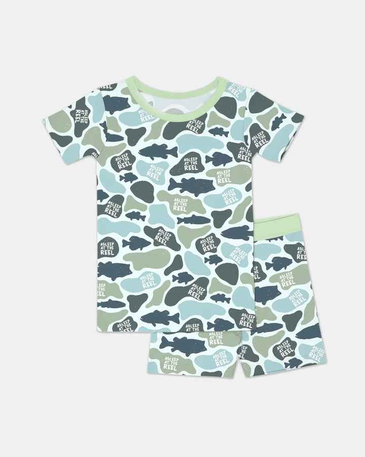 Asleep At The Reel Matching Daddy & Me Two Piece Short Sleeve Shorts Pajama Set