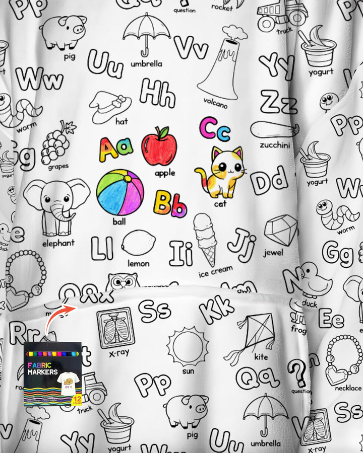 All Colorable Alphabet Wearable Blanket Hoodie